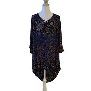Billabong Boho Floral High Low Tunic Dress L 🌿 Lace Up Rayon